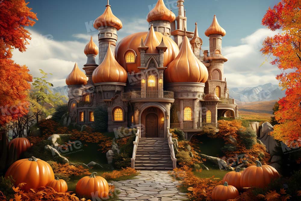 Kate Autumn Pumpkin Castle Backdrop Designed by Emetselch - Kate Backdrop AU