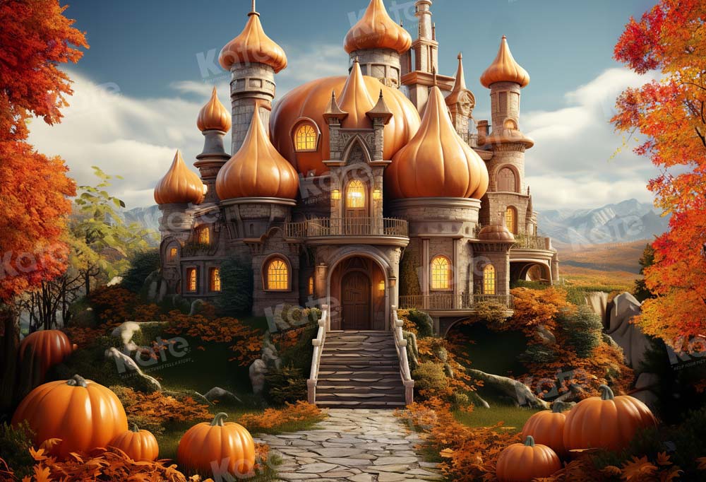 Kate Autumn Pumpkin Castle Backdrop Designed by Emetselch - Kate Backdrop AU