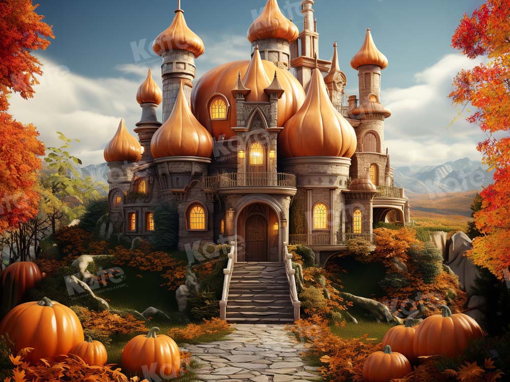 Kate Autumn Pumpkin Castle Backdrop Designed by Emetselch - Kate Backdrop AU
