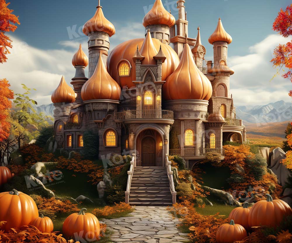 Kate Autumn Pumpkin Castle Backdrop Designed by Emetselch - Kate Backdrop AU