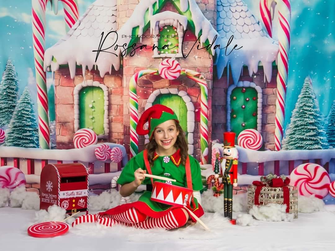 Kate Christmas Winter Candy House Backdrop