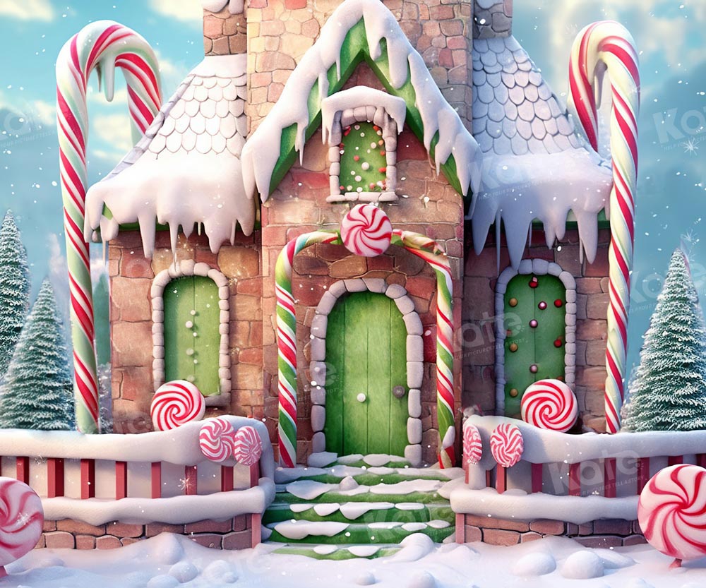Kate Christmas Winter Candy House Fleece Backdrop Designed by Emetselch - Kate Backdrop AU