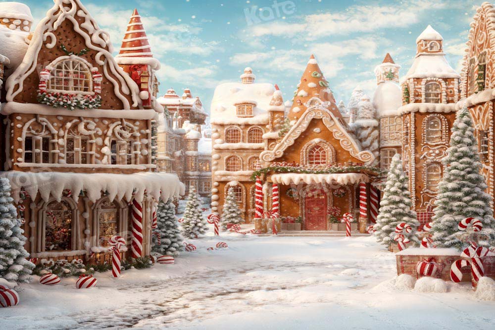 Kate Winter Christmas Backdrop Gingerbread Candy Town Designed by Chain Photography - Kate Backdrop AU