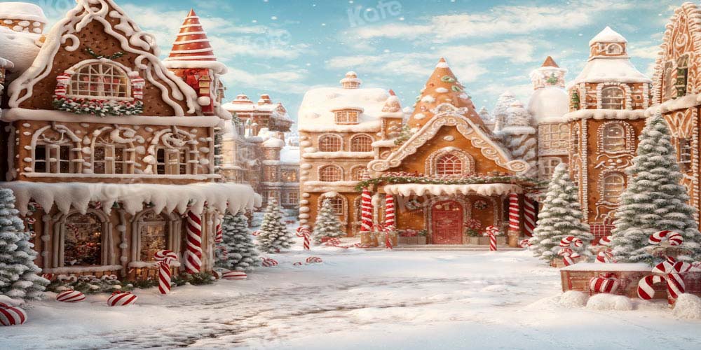 Kate Winter Christmas Backdrop Gingerbread Candy Town Designed by Chain Photography - Kate Backdrop AU