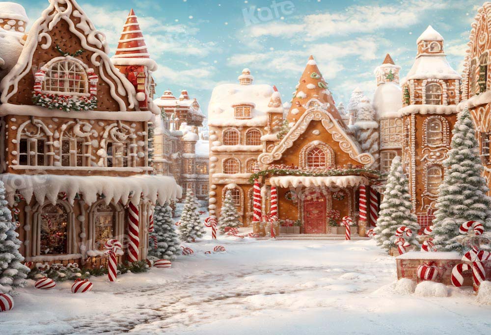 Kate Winter Christmas Backdrop Gingerbread Candy Town Designed by Chain Photography - Kate Backdrop AU