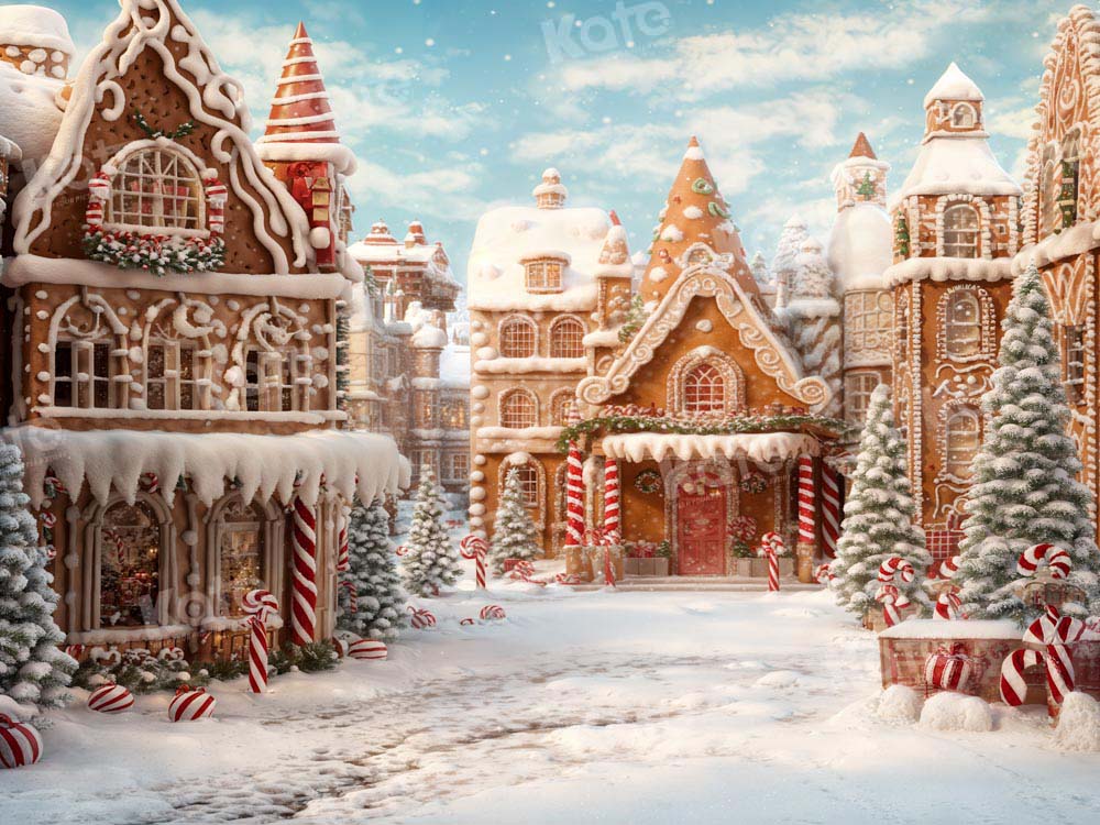 Kate Winter Christmas Backdrop Gingerbread Candy Town Designed by Chain Photography - Kate Backdrop AU