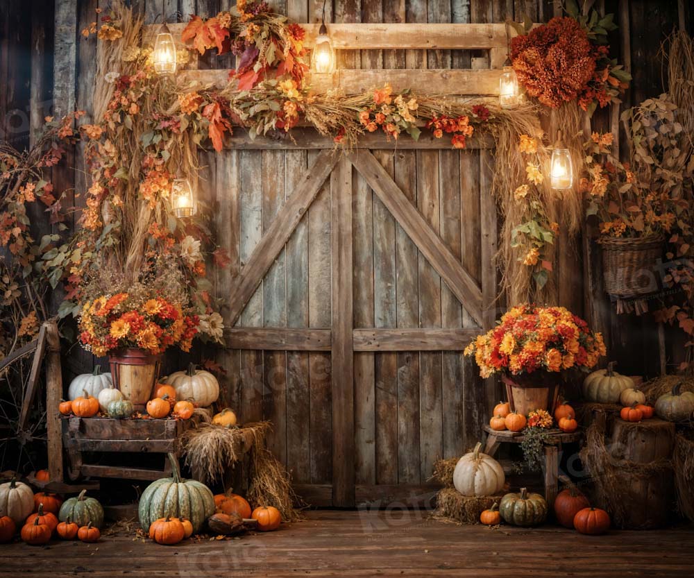 Kate Autumn Leaves Retro Barn Backdrop Designed by Emetselch - Kate Backdrop AU