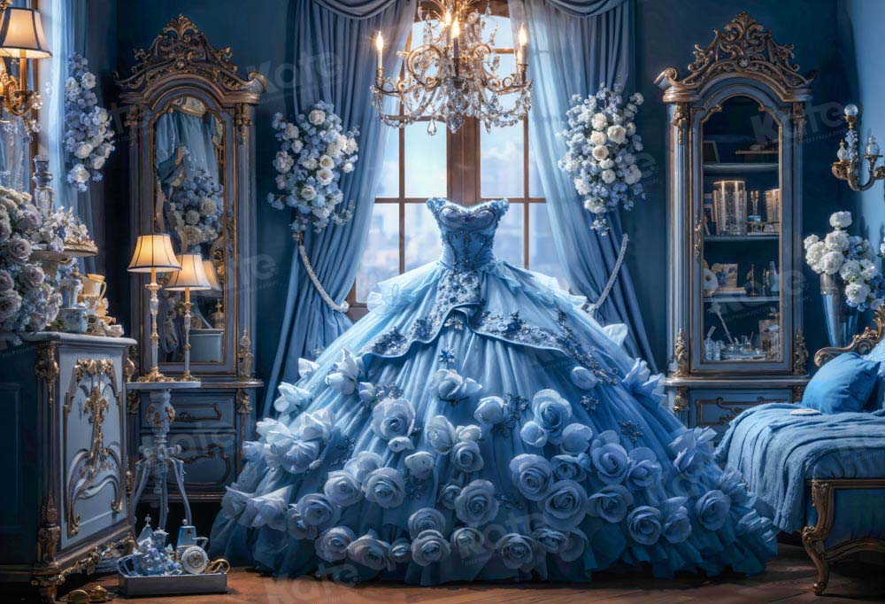 Kate Blue Dress Bedroom Backdrop Flower Designed by GQ
