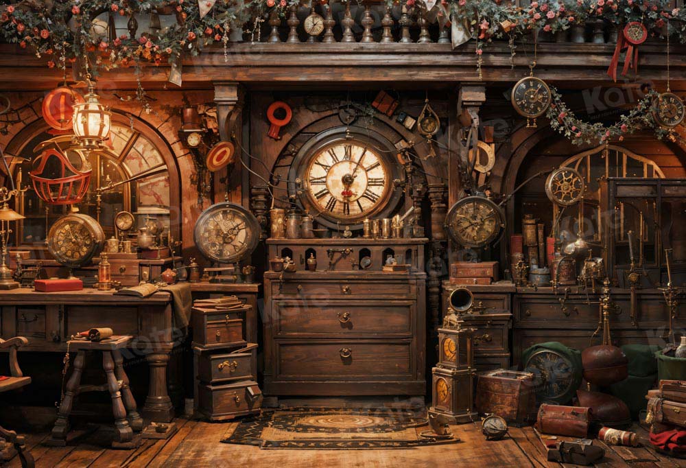 Kate Retro Clock Pavilion Backdrop Designed by Emetselch - Kate Backdrop AU