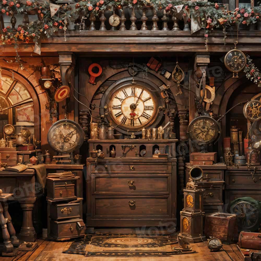 Kate Retro Clock Pavilion Backdrop Designed by Emetselch - Kate Backdrop AU