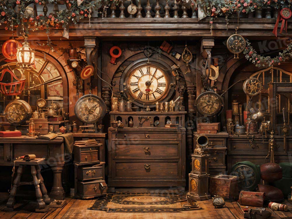 Kate Retro Clock Pavilion Backdrop Designed by Emetselch - Kate Backdrop AU