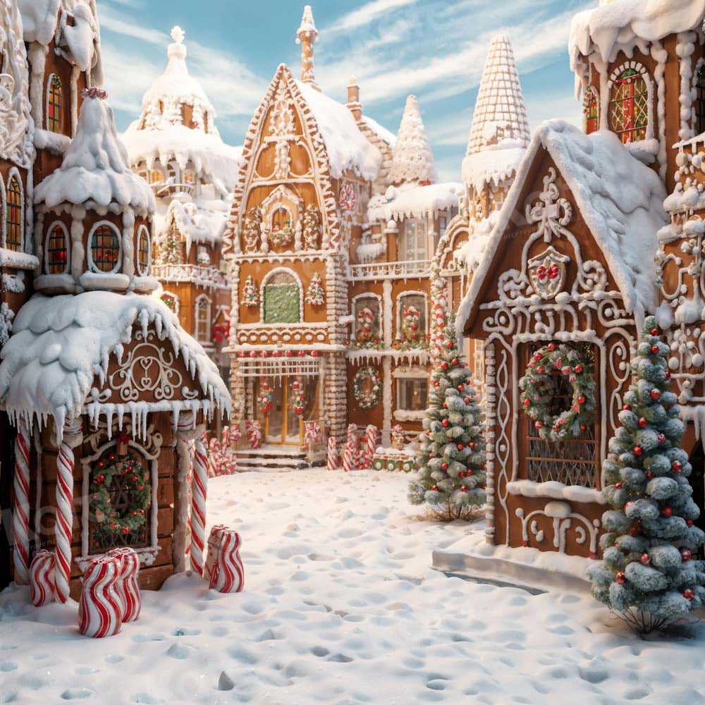 Kate Gingerbread House Snow Town Backdrop Designed by Emetselch - Kate Backdrop AU