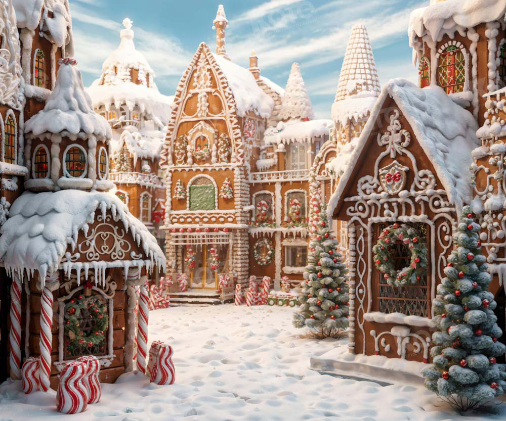 Kate Gingerbread House Snow Town Backdrop Designed by Emetselch - Kate Backdrop AU