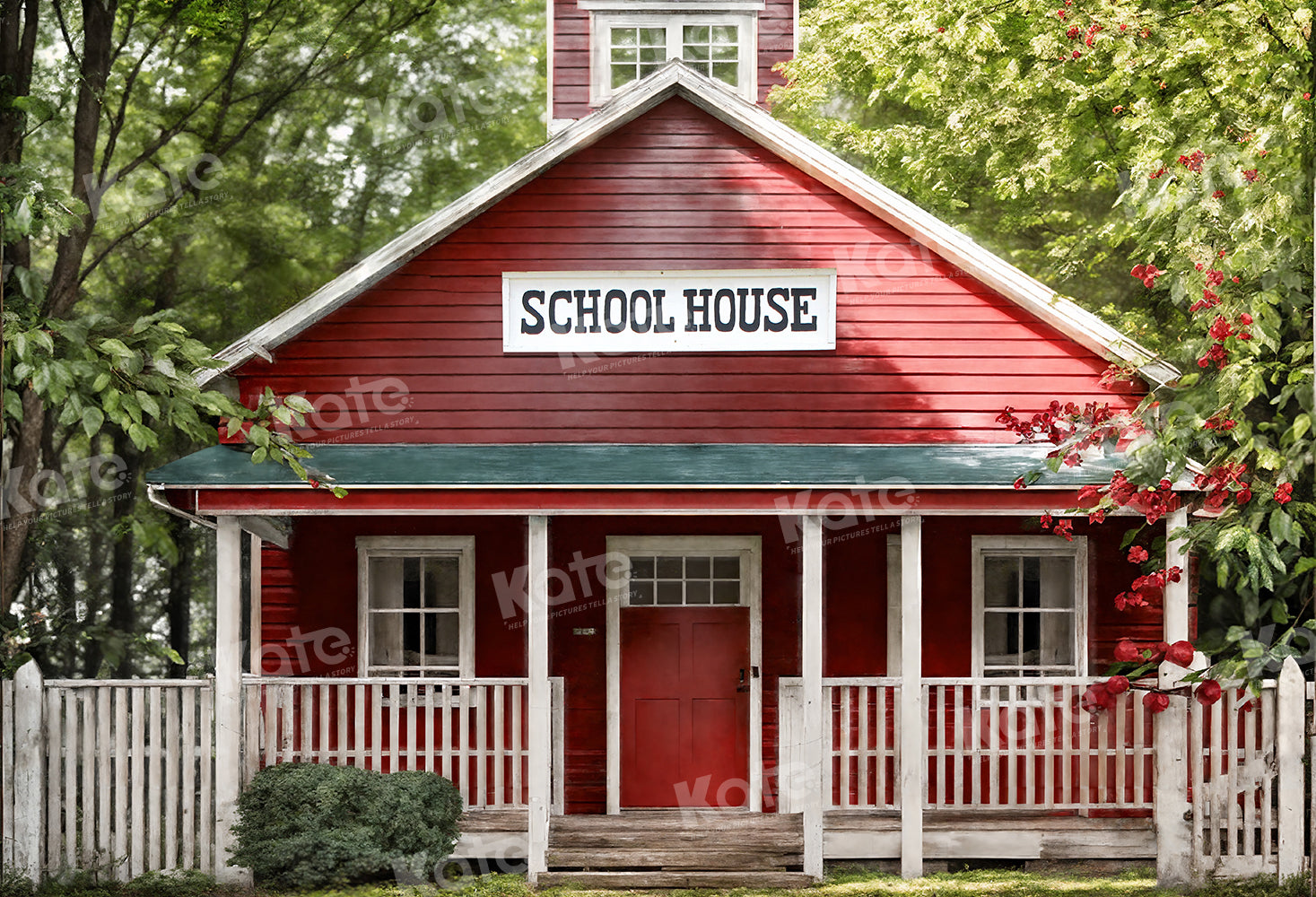 Kate Back to School Red House Backdrop for Photography - Kate Backdrop AU