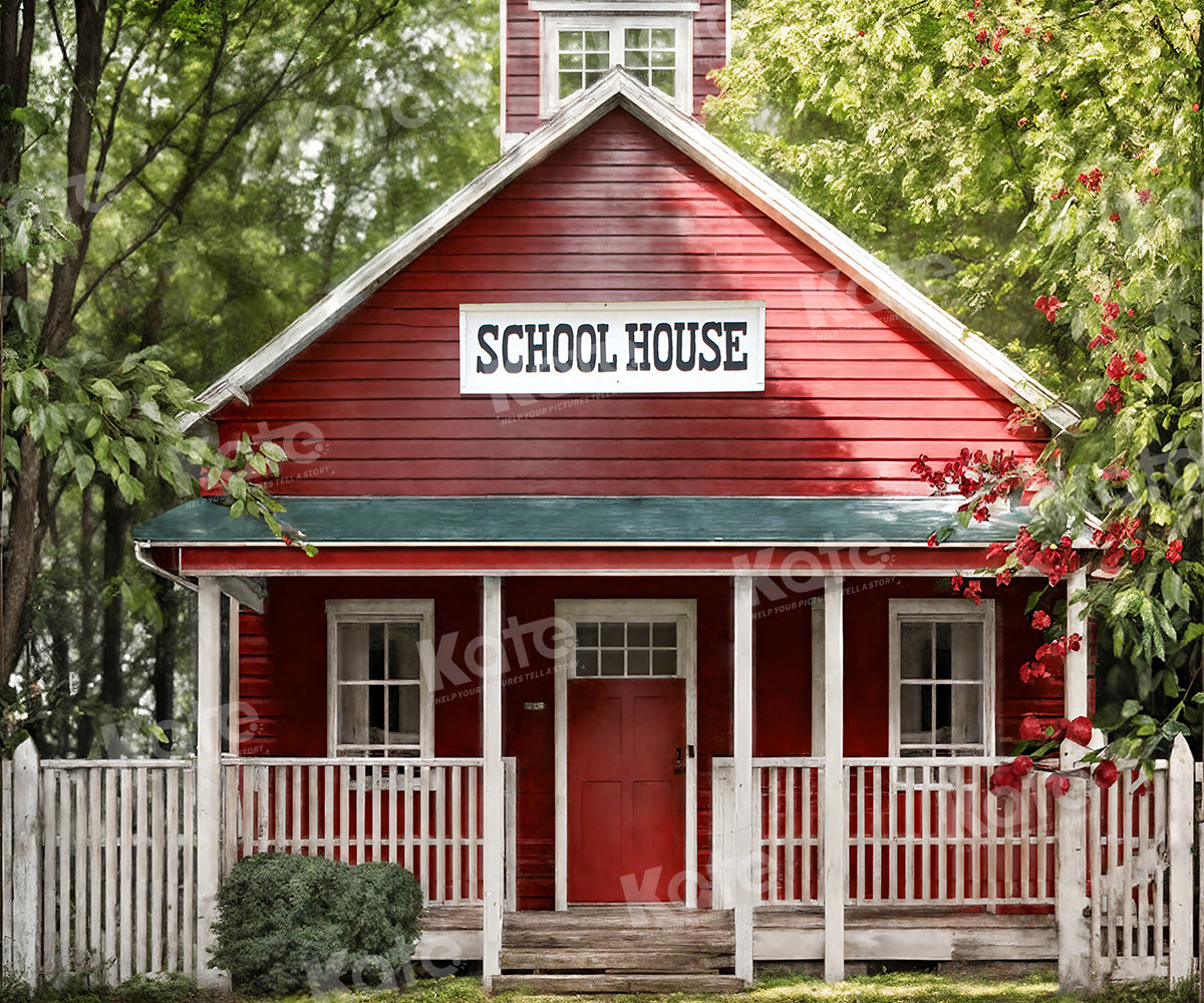 Kate Back to School Red House Backdrop for Photography - Kate Backdrop AU