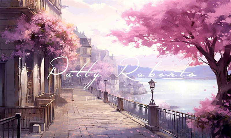 Kate Spring Blossoming Street Backdrop Designed by Patty Robertss - Kate Backdrop AU