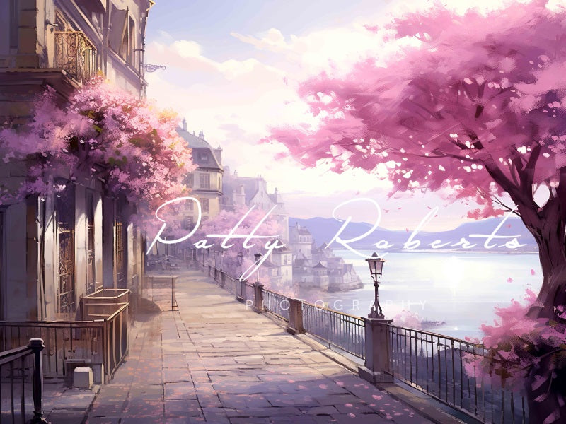 Kate Spring Blossoming Street Backdrop Designed by Patty Robertss - Kate Backdrop AU