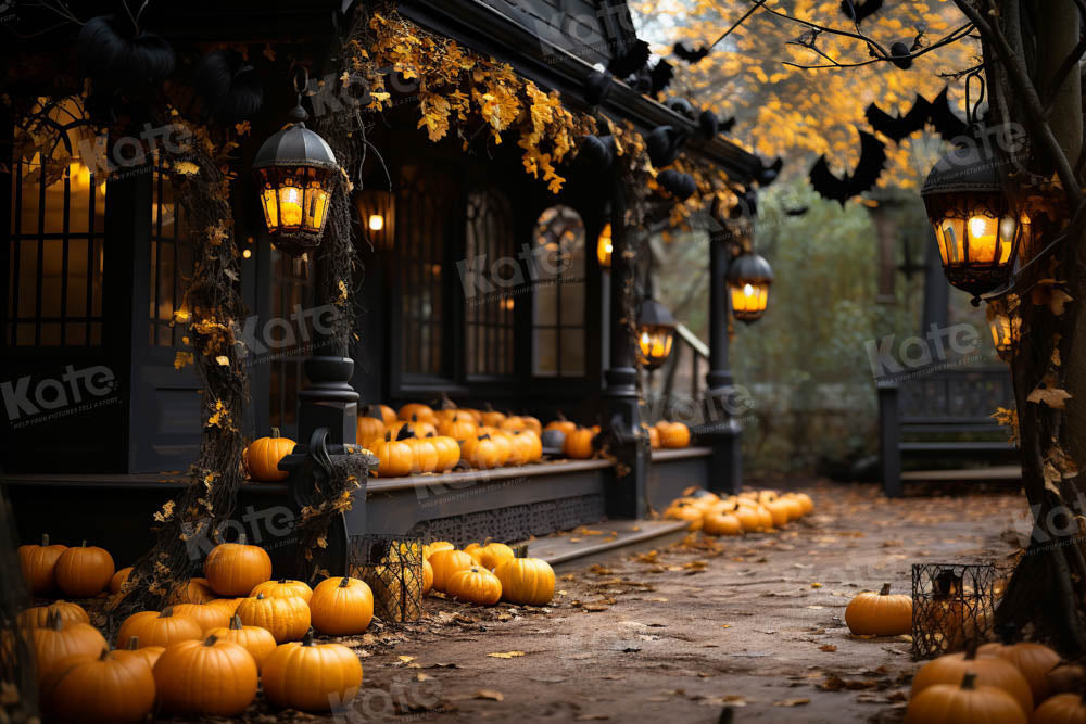 Kate Autumn Halloween Yard Bat Backdrop Designed by Emetselch - Kate Backdrop AU