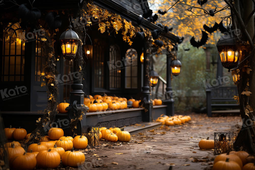 Kate Autumn Halloween Yard Bat Backdrop Designed by Emetselch - Kate Backdrop AU