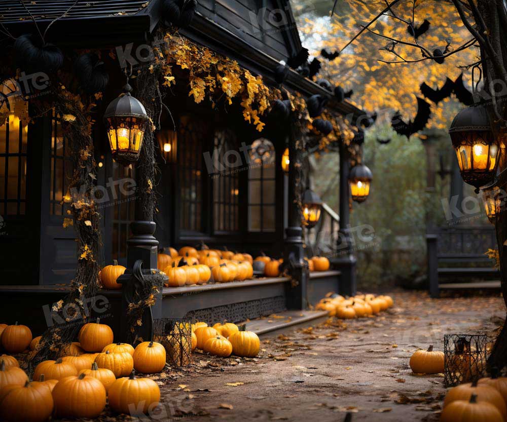 Kate Autumn Halloween Yard Bat Backdrop Designed by Emetselch - Kate Backdrop AU