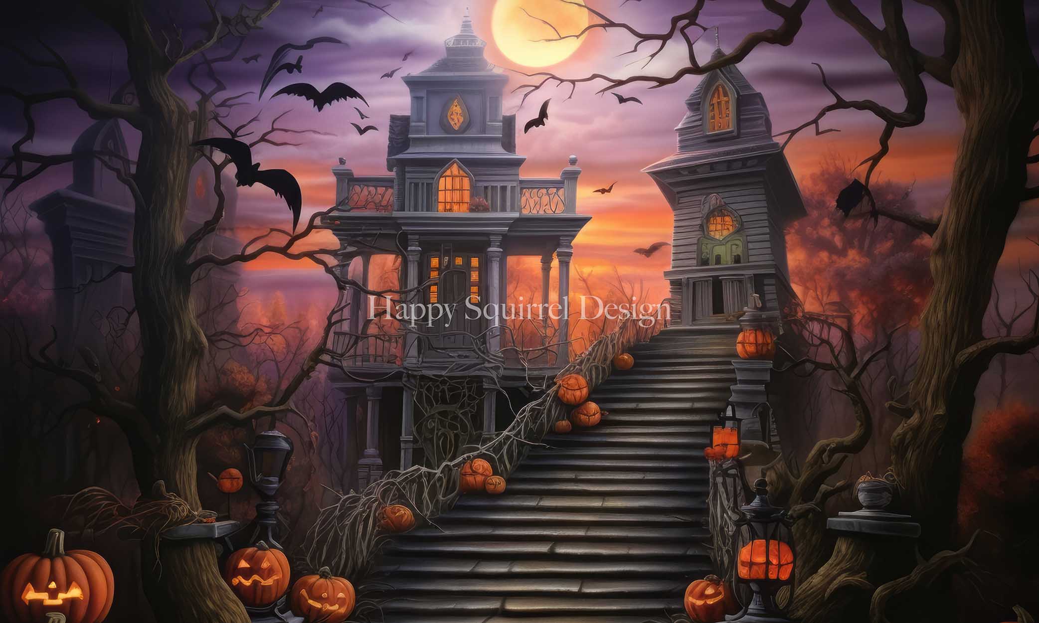 Kate Pumpkin House Halloween Backdrop Designed by Happy Squirrel Design - Kate Backdrop AU