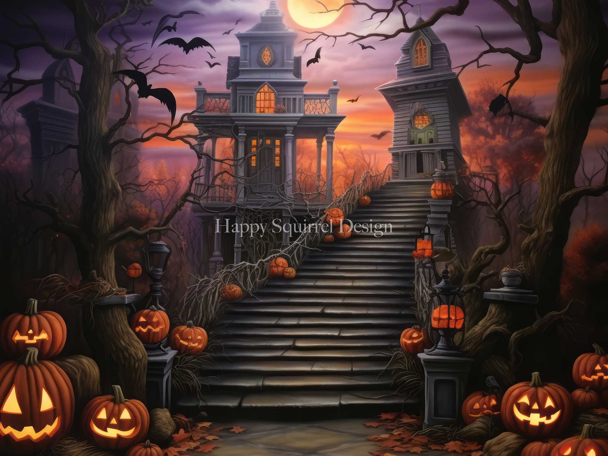 Kate Pumpkin House Halloween Backdrop Designed by Happy Squirrel Design - Kate Backdrop AU
