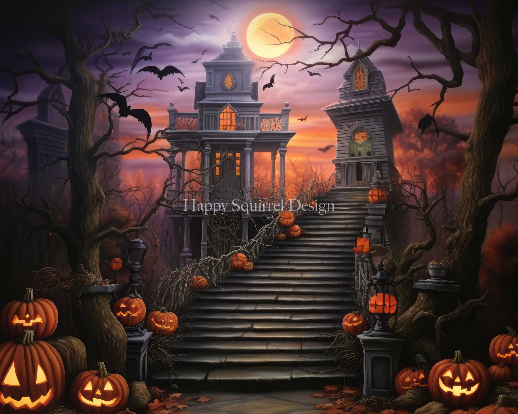 Kate Pumpkin House Halloween Backdrop Designed by Happy Squirrel Design - Kate Backdrop AU