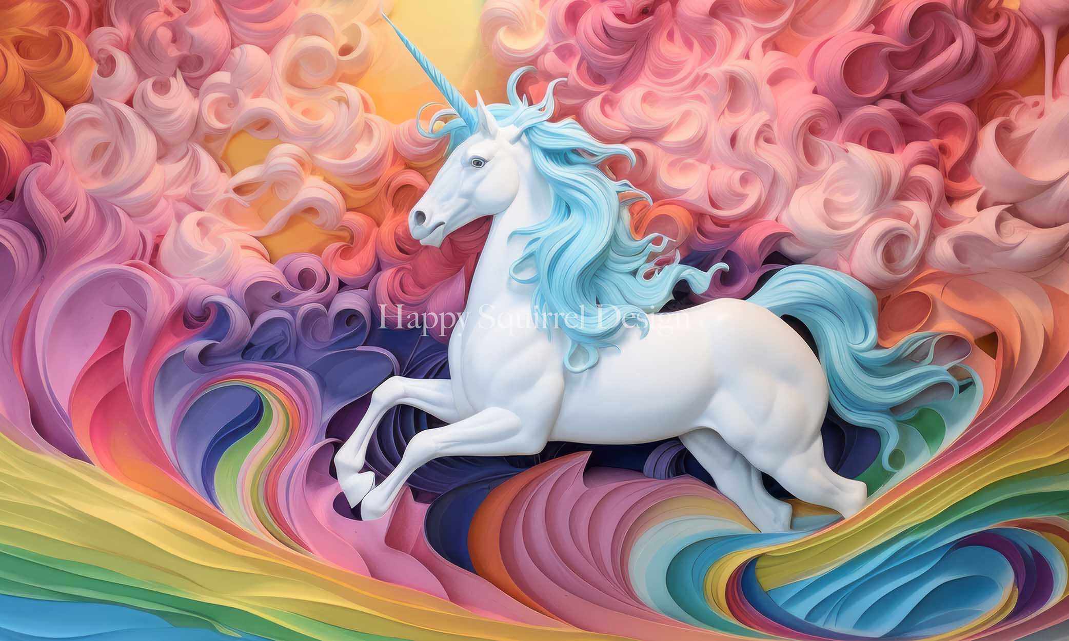 Kate Unicorn Waves Backdrop Designed by Happy Squirrel Design - Kate Backdrop AU