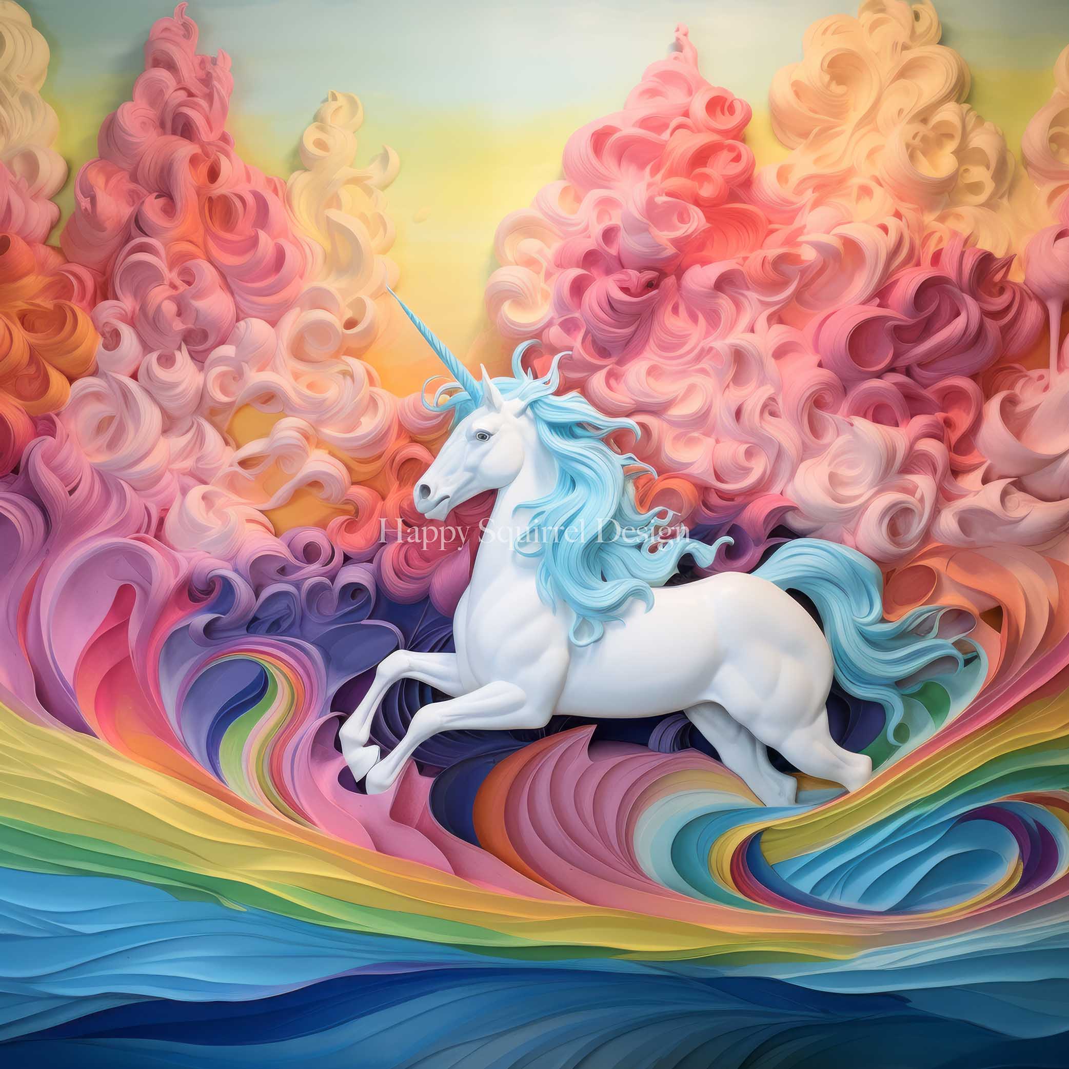 Kate Unicorn Waves Backdrop Designed by Happy Squirrel Design - Kate Backdrop AU