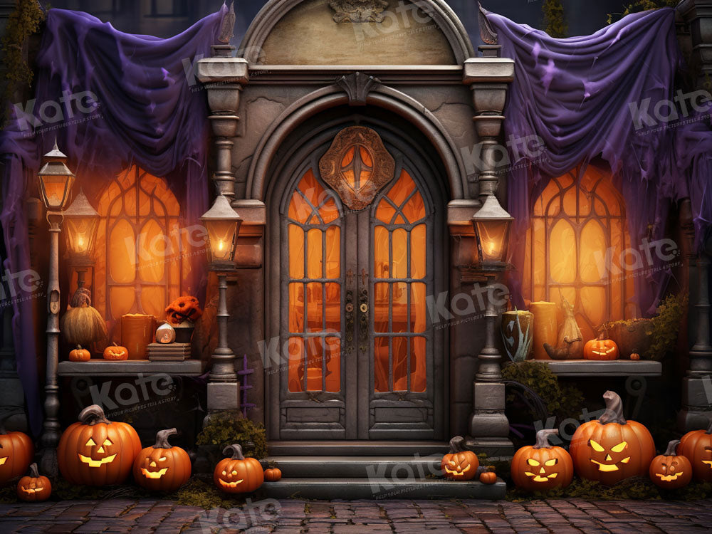 Kate Purple Halloween Pumpkin Backdrop Designed by Emetselch - Kate Backdrop AU