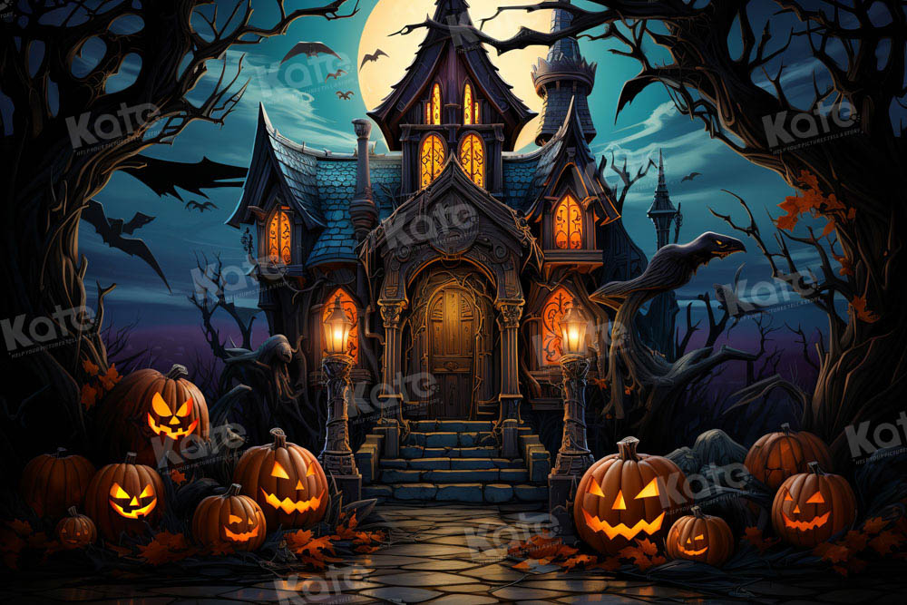 Kate Halloween Moon Night Castle Backdrop Designed by Emetselch - Kate Backdrop AU