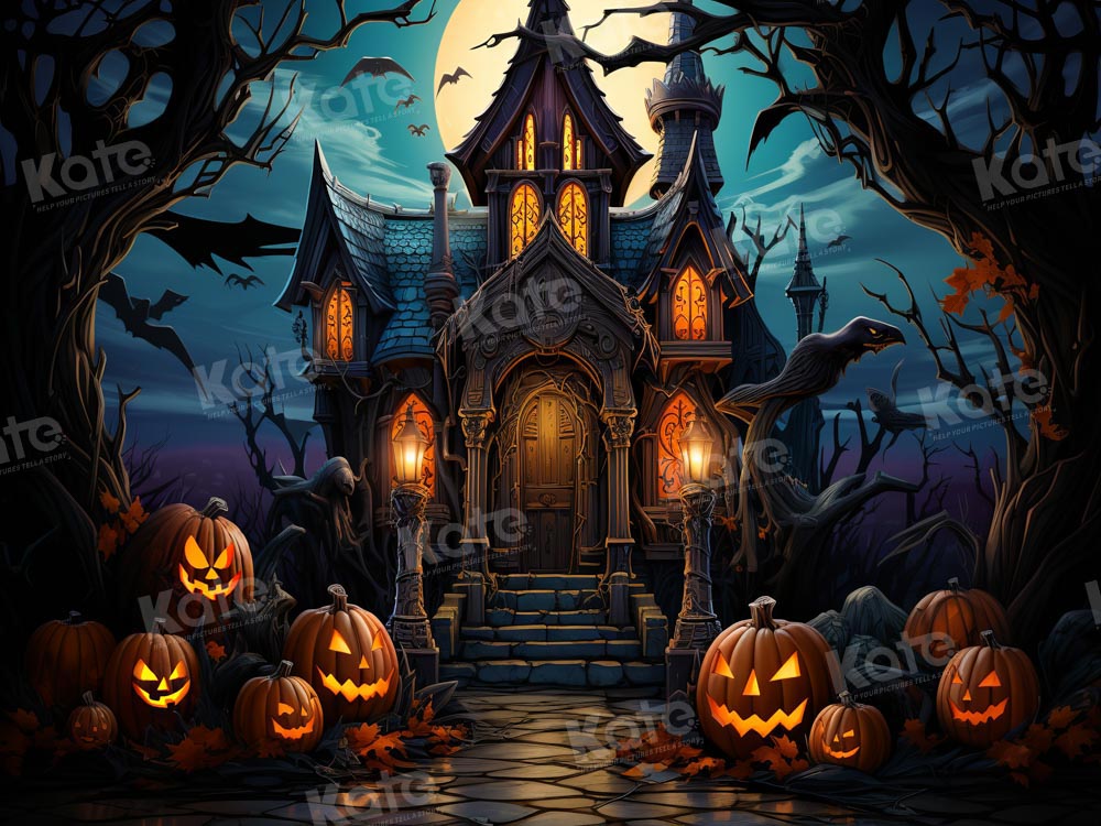 Kate Halloween Moon Night Castle Backdrop Designed by Emetselch - Kate Backdrop AU