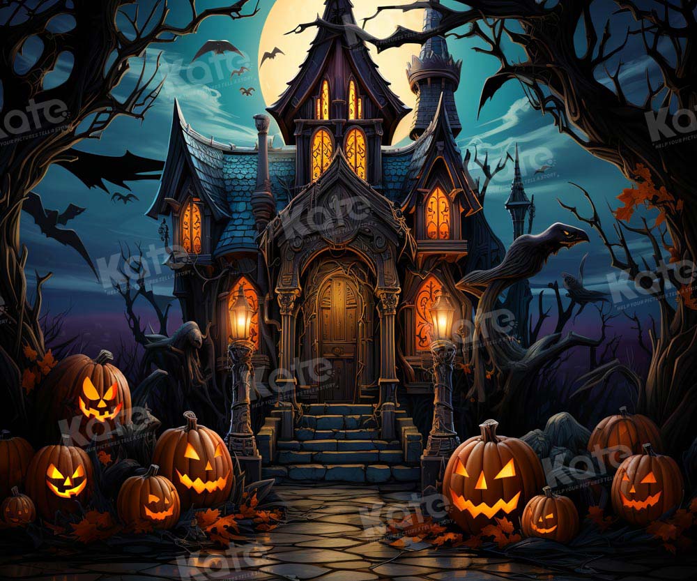 Kate Halloween Moon Night Castle Backdrop Designed by Emetselch - Kate Backdrop AU