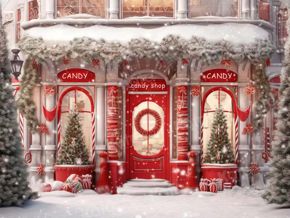 Kate Christmas Red Candy Shop Backdrop Designed by Chain Photography - Kate Backdrop AU