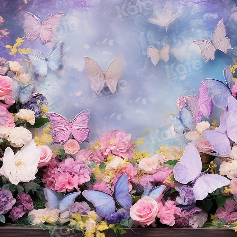 Kate Butterfly Flower Spring Backdrop Designed by Emetselch - Kate Backdrop AU