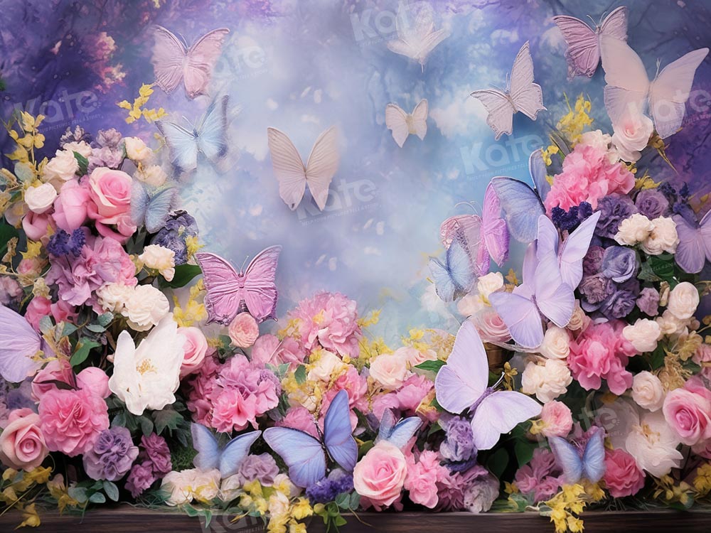 Kate Butterfly Flower Spring Backdrop Designed by Emetselch - Kate Backdrop AU