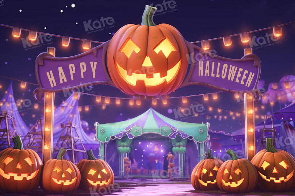 Kate Purple Pumpkin Halloween Backdrop Designed by Emetselch - Kate Backdrop AU