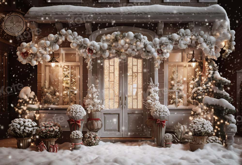 Kate Winter Christmas House Snow Light Backdrop Designed by Emetselch - Kate Backdrop AU