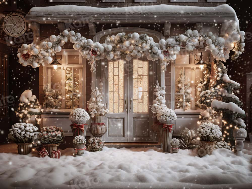 Kate Winter Christmas House Snow Light Backdrop Designed by Emetselch - Kate Backdrop AU
