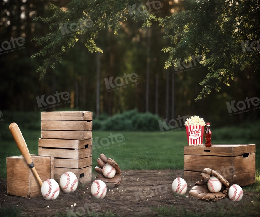 Kate Summer Grass Field Sports Baseball Backdrop for Photography