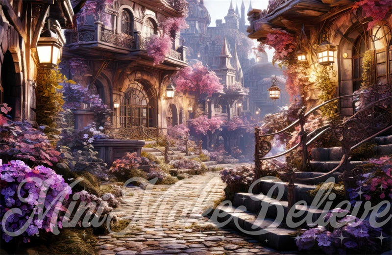 Kate Fantasy Painterly Backdrop Cartoon Princess Village Designed by Mini MakeBelieve - Kate Backdrop AU