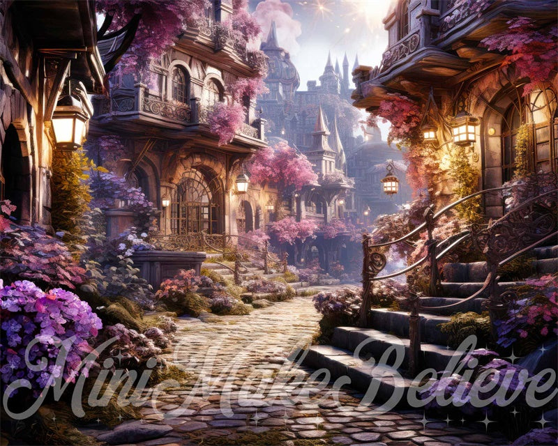 Kate Fantasy Painterly Backdrop Cartoon Princess Village Designed by Mini MakeBelieve - Kate Backdrop AU