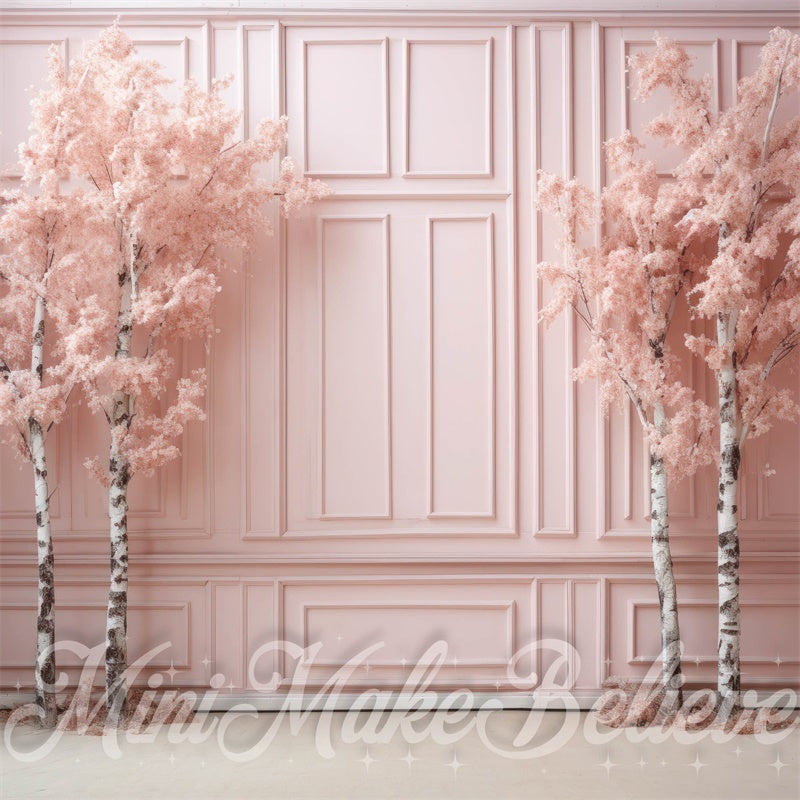 Kate Winter Christmas Backdrop Pink Shabby Chic Birch Trees Designed by Mini MakeBelieve - Kate Backdrop AU