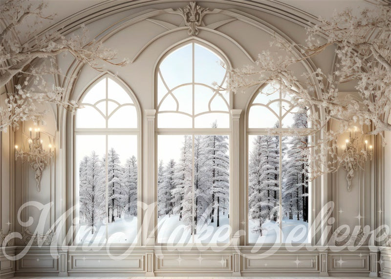 Kate Winter Backdrop White Frosted Luxury Room Window Designed by Mini MakeBelieve - Kate Backdrop AU