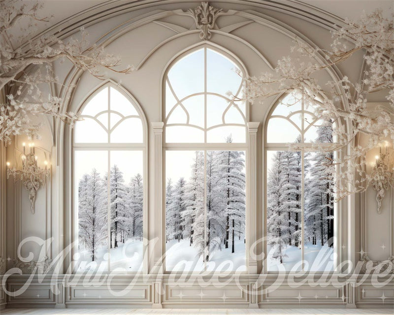 Kate Winter Backdrop White Frosted Luxury Room Window Designed by Mini MakeBelieve - Kate Backdrop AU