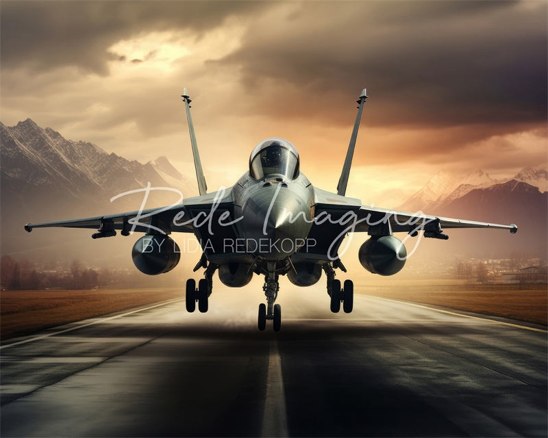Kate Sunset Fighter Jet Backdrop Designed by Lidia Redekopp - Kate Backdrop AU