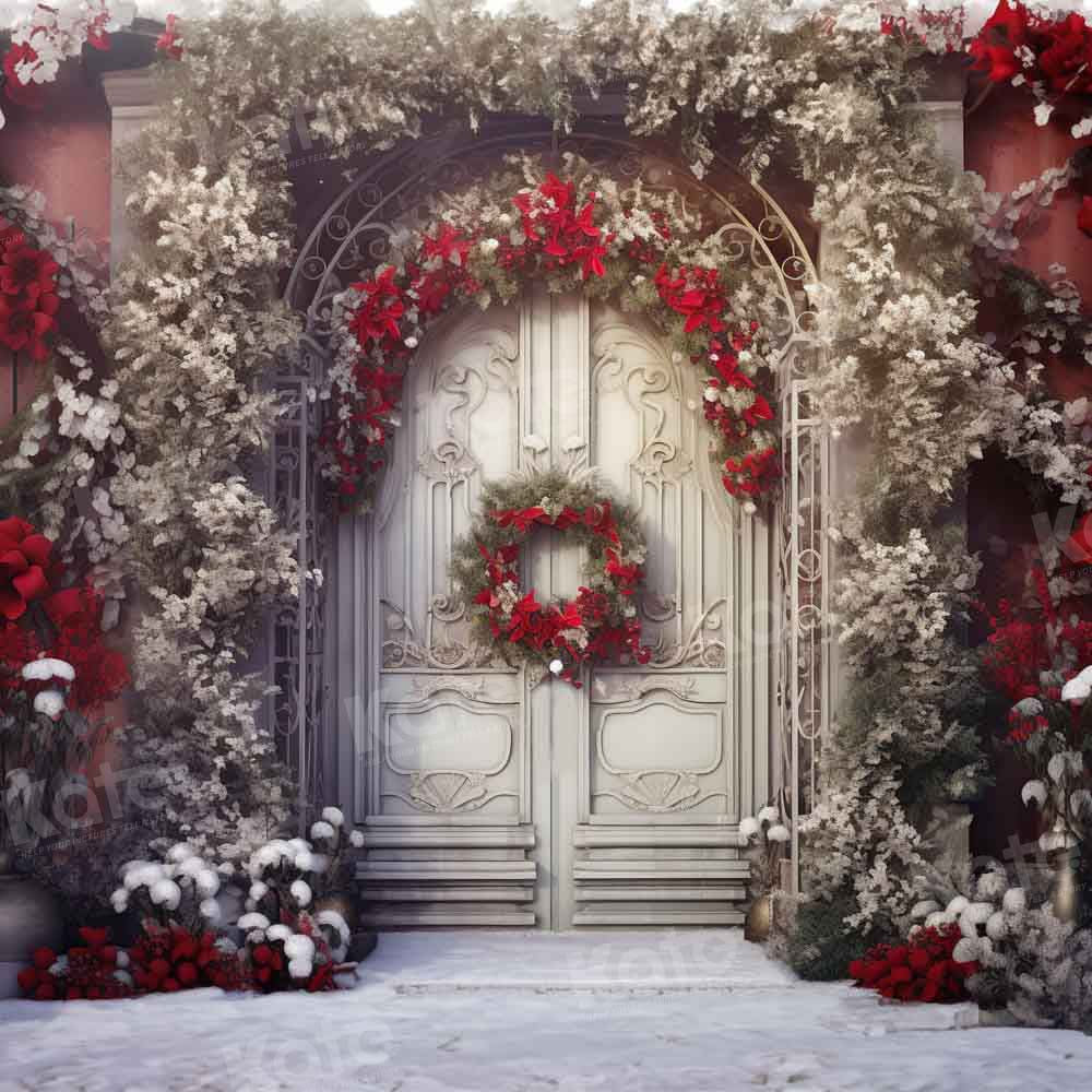 Kate Christmas White Door with Red Backdrop Designed by Chain Photography - Kate Backdrop AU