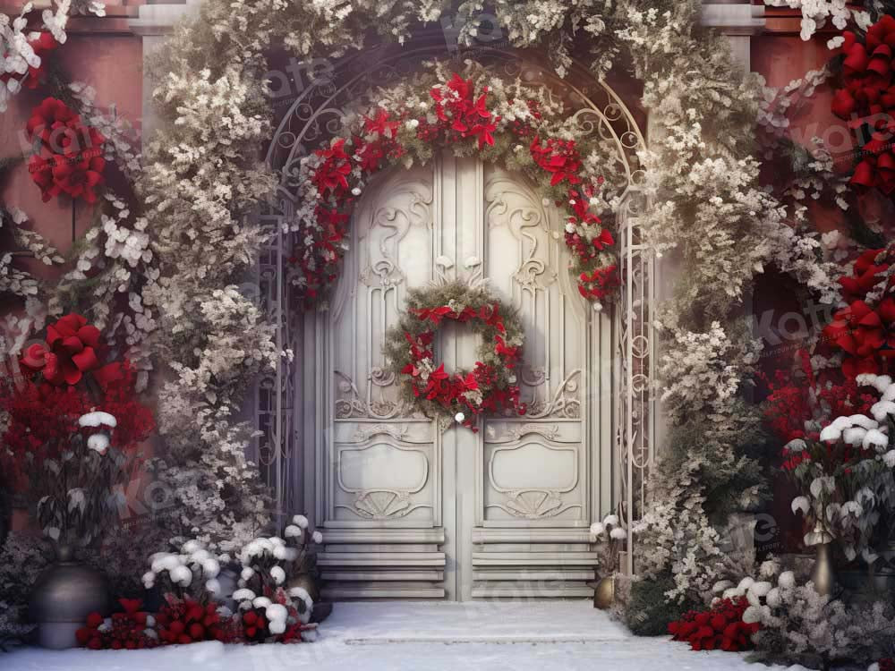 Kate Christmas White Door with Red Backdrop Designed by Chain Photography - Kate Backdrop AU