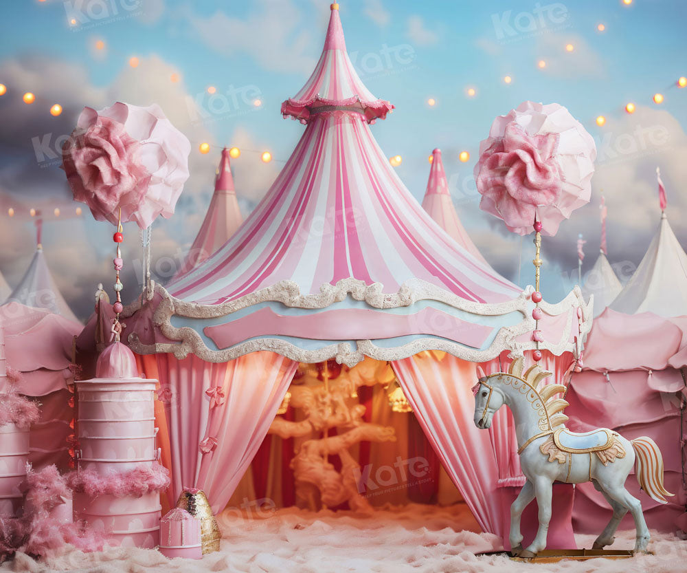 Kate Fantasy Pink Unicorn Circus Backdrop for Photography - Kate Backdrop AU
