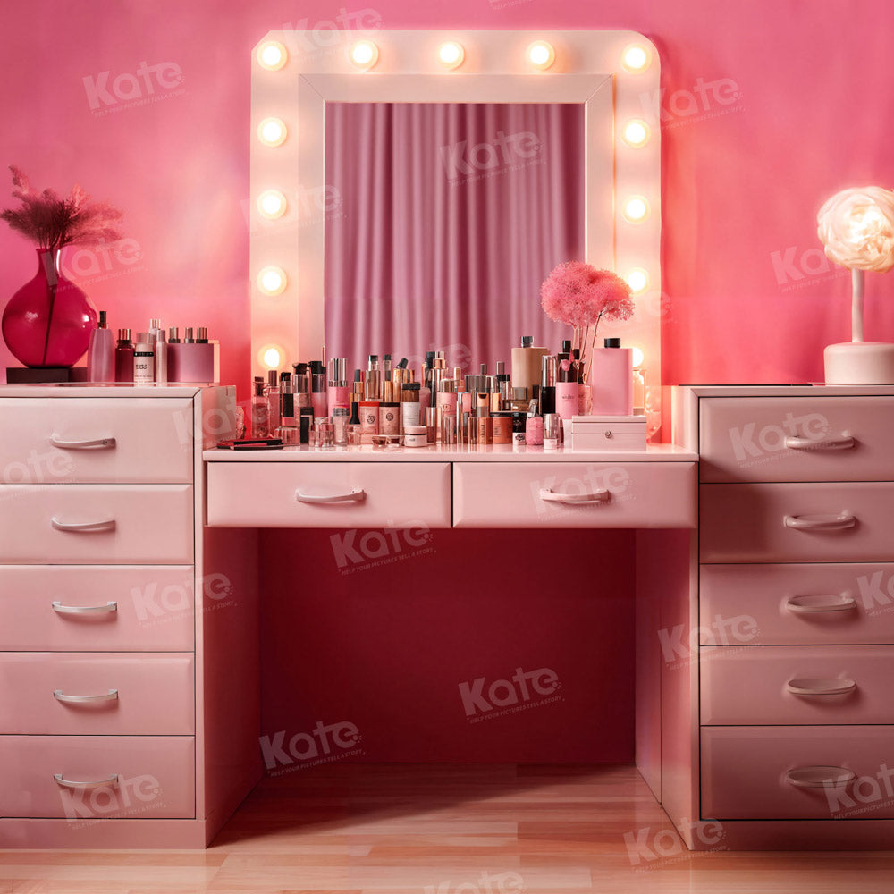 Kate Girl Makeup Mirror Pink Doll Backdrop for Photography - Kate Backdrop AU